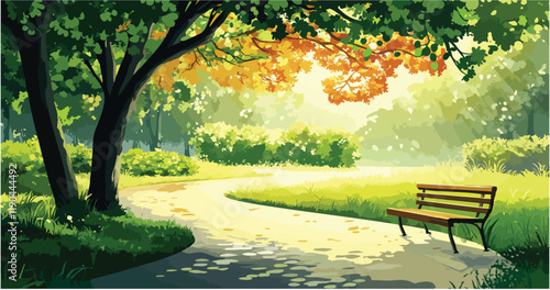 bench in autumn park _ vector eps 10