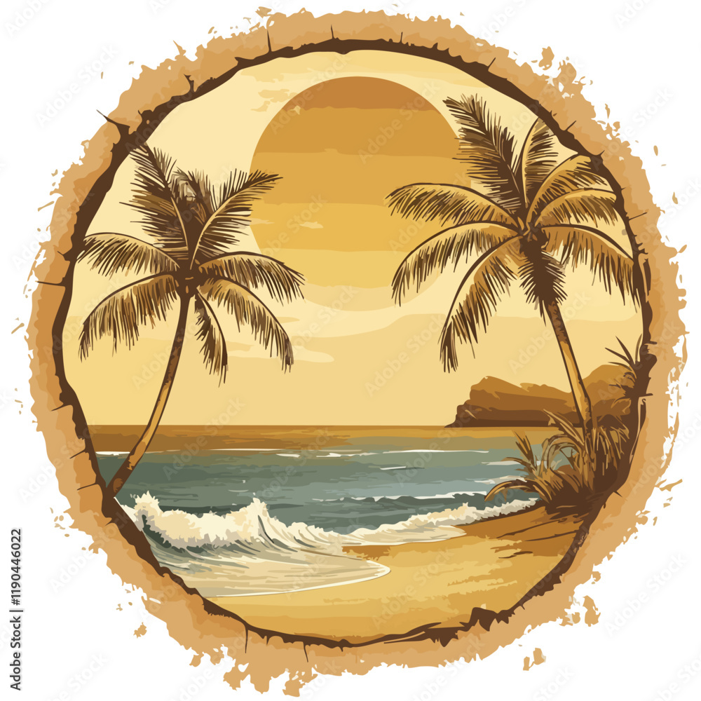 Obraz premium beach with coconut trees _ vector eps 10