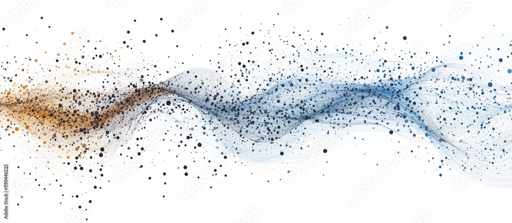Obraz premium Abstract blue and gold wave particles flow.