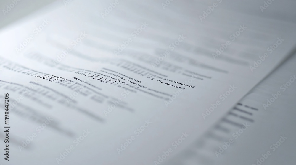 Close-up of multiple sheets of paper with illegible text, shallow depth of field. Close-up of multiple sheets of paper with illegible text, shallow depth of field.