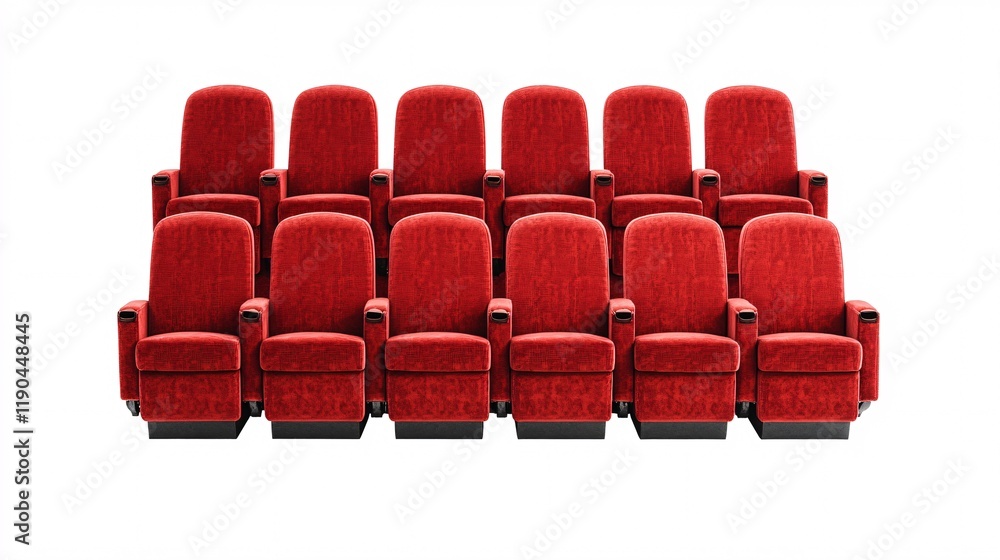 Obraz premium Red Theater Seats Arranged in Neat Rows for Movie Viewing Experience
