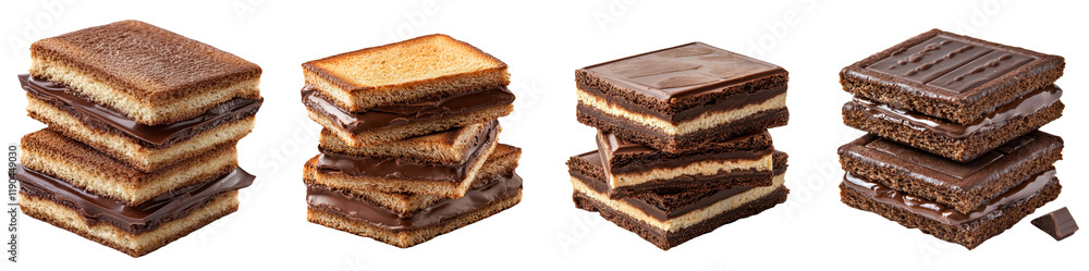 Chocolate sandwiches isolated on white background. Mix Collection Png. Chocolate sandwiches isolated on white background. Mix Collection Png.