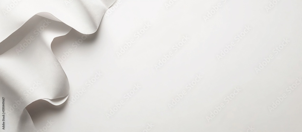 White fabric draped on white background, leaving copy space. White fabric draped on white background, leaving copy space.