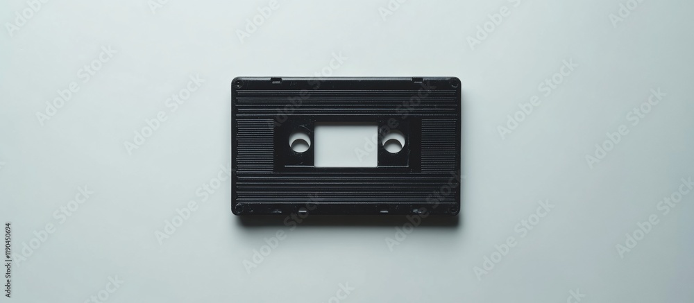 Fototapeta premium Blank black cassette tape on white background.