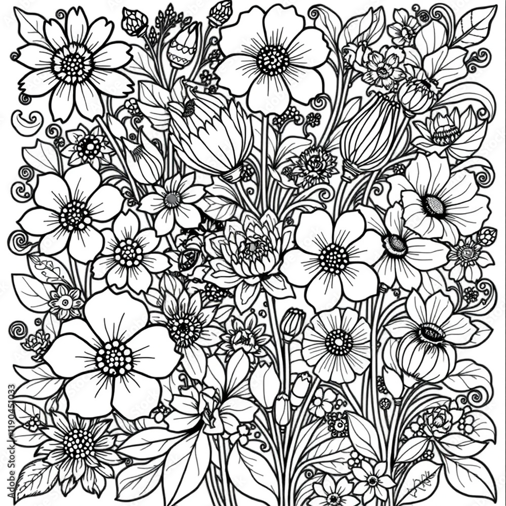 Fototapeta premium Flower Arrangement Coloring Page