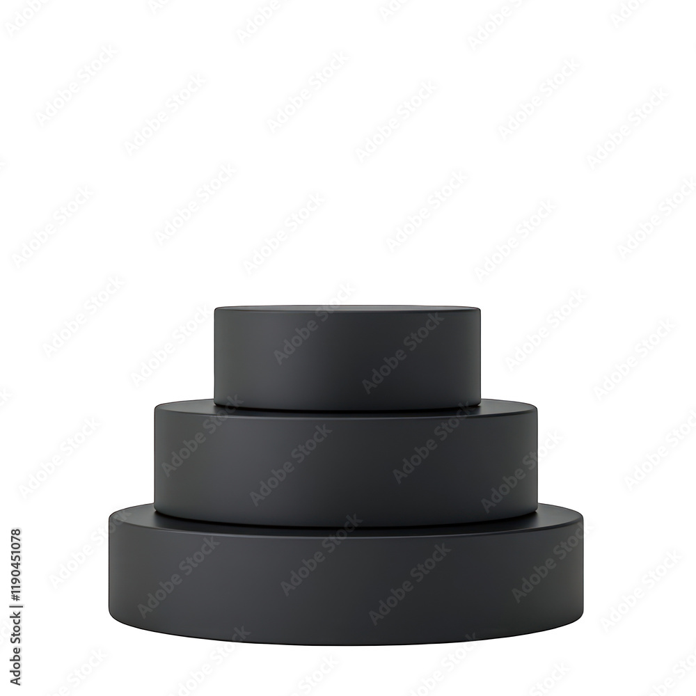 Black three round podium tall isolated on transparent background Black three round podium tall isolated on transparent background