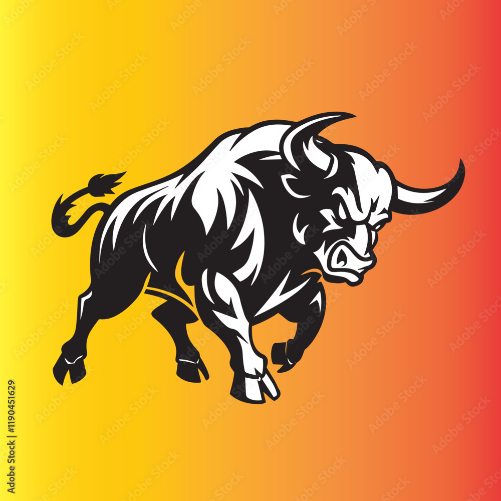 Obraz premium bull on a Orange & Red background