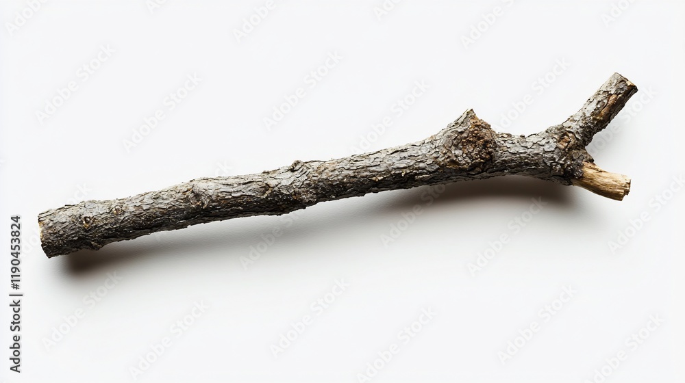 Small, dry tree branch isolated on white background.