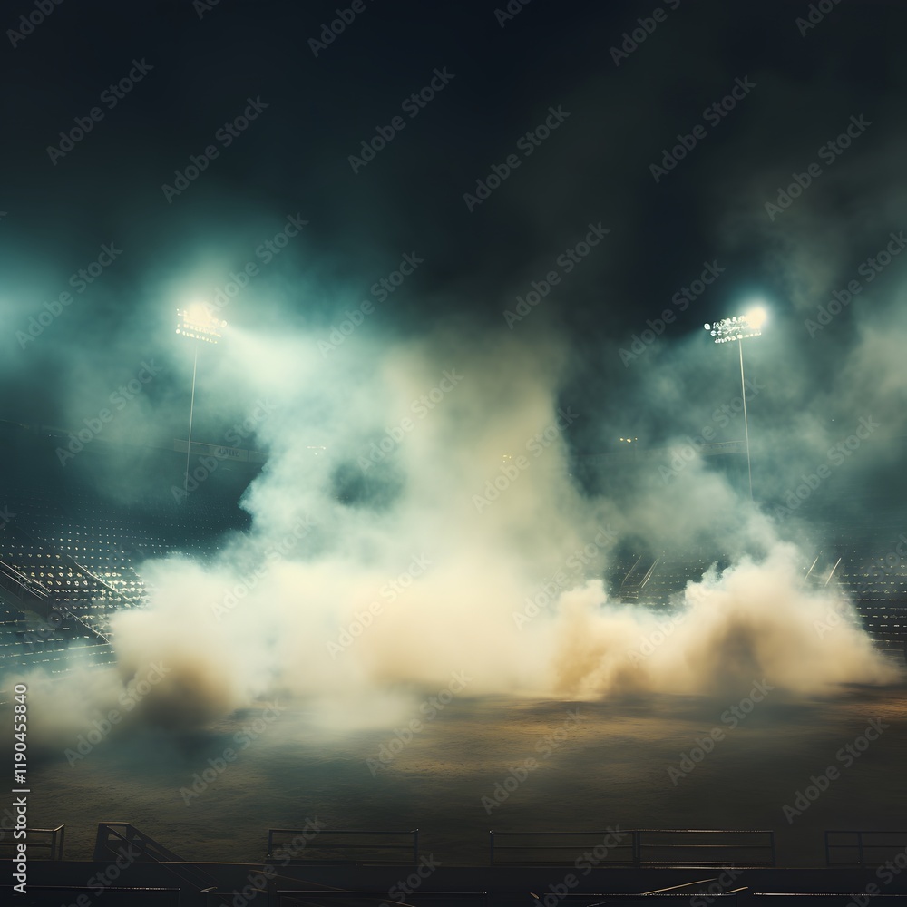 Obraz premium A stadium with smoke and lights