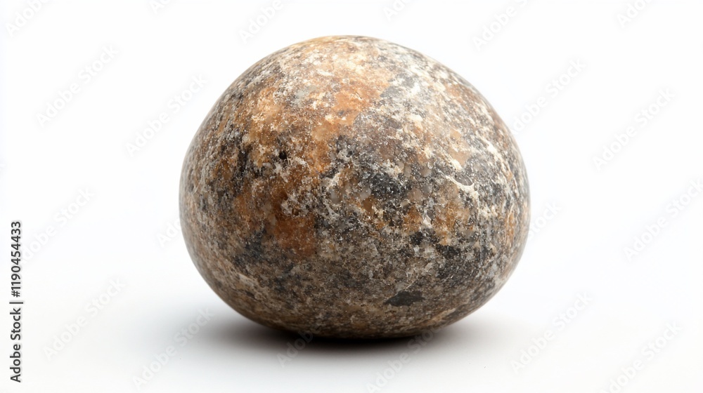 Smooth, round, brown and grey stone on white background. Smooth, round, brown and grey stone on white background.