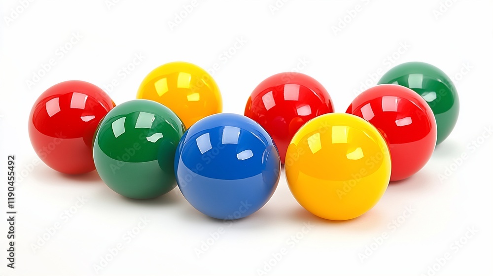 Colorful billiard balls arranged on white background. Colorful billiard balls arranged on white background.