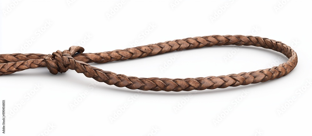Fototapeta premium Brown leather braided cord tied in a knot.