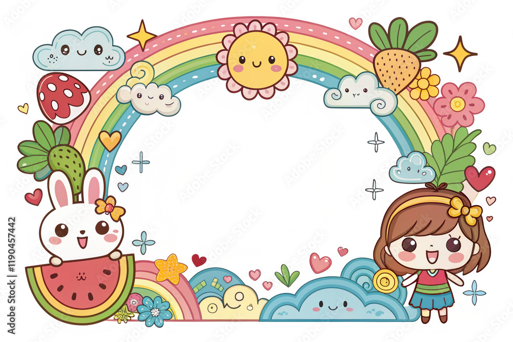 Designs of picture frames, covers, frame, border cards with cute cartoon patterns. illustration background Designs of picture frames, covers, frame, border cards with cute cartoon patterns. illustration background