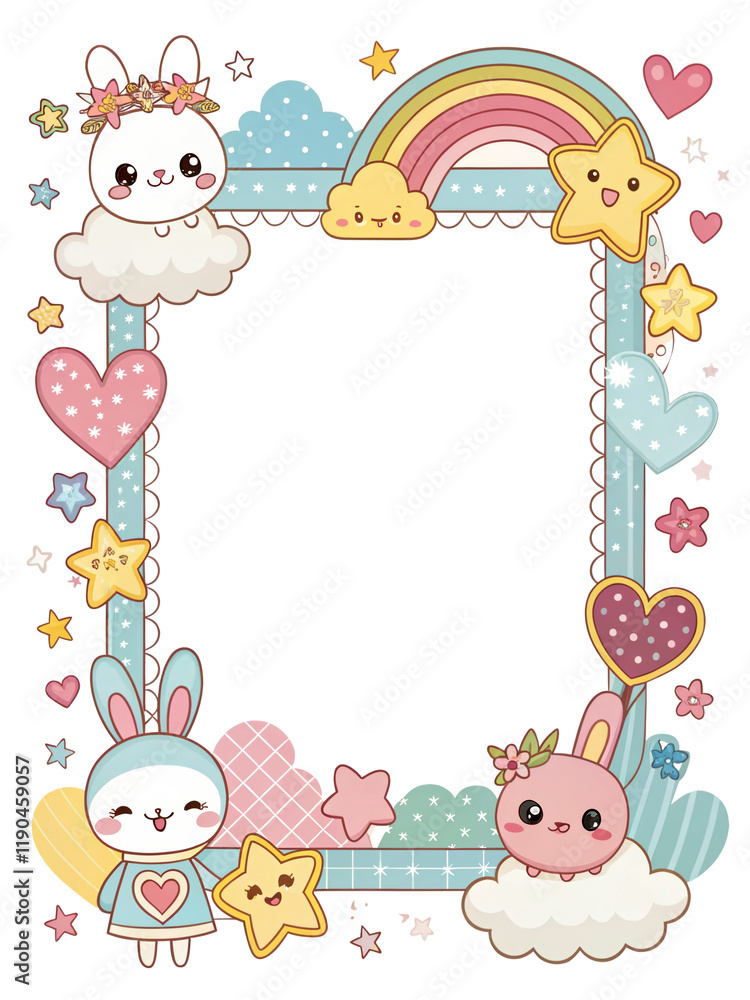 Designs of picture frames, covers, frame, border cards with cute cartoon patterns. illustration background Designs of picture frames, covers, frame, border cards with cute cartoon patterns. illustration background