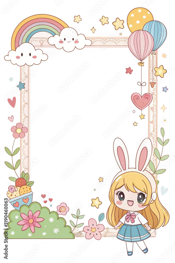 Designs of picture frames, covers, frame, border cards with cute cartoon patterns. illustration background Designs of picture frames, covers, frame, border cards with cute cartoon patterns. illustration background