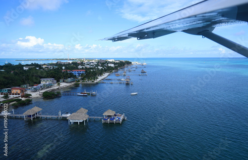 Aerial view of Caye Caulker, Belize photo