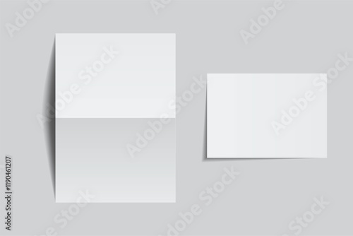 Open Leaflet, bi fold mockup template .Blank paper, thank you card, notecards, note paper, greeting card, wedding invitation, postcard, brochure or any creative work for presentation of your design
