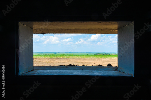 View from a Ukrainian military bunker near Mariupol photo