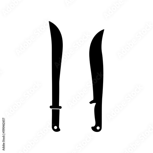 Two machete knife silhouette vector illustration design on white background.