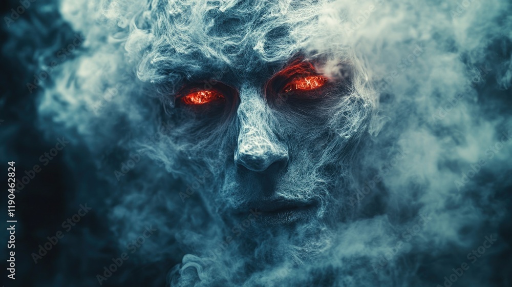 Smoky demonic face with glowing red eyes. Smoky demonic face with glowing red eyes.