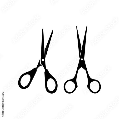 Barber salon scissors icon silhouette vector illustration design on white background.