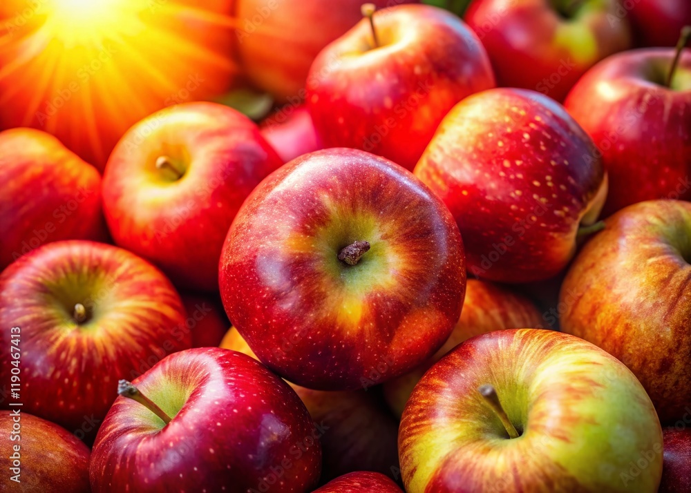 Aerial Close-Up of Vibrant Red Apples, Orchard Harvest, Fresh Fruit Detail Aerial Close-Up of Vibrant Red Apples, Orchard Harvest, Fresh Fruit Detail