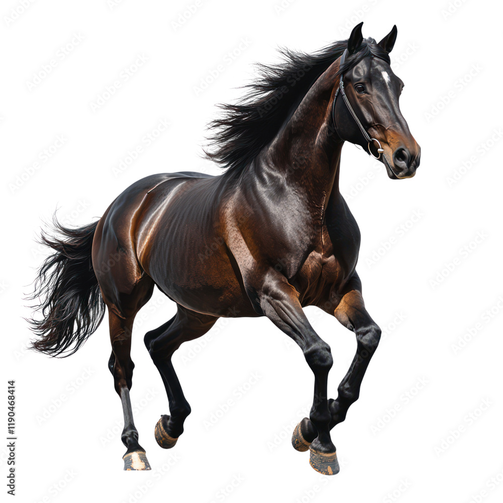 Obraz premium Majestic Brown Stallion in Motion: A Breathtaking Portrait