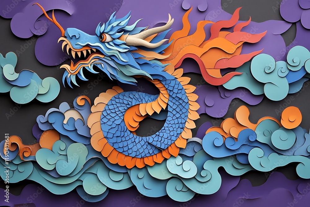Majestic Paper Dragon Soaring Through Clouds: A Vibrant, Artistic Masterpiece Majestic Paper Dragon Soaring Through Clouds: A Vibrant, Artistic Masterpiece