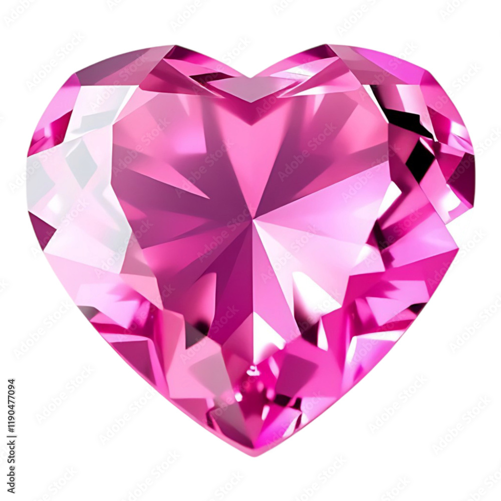 Bright pink heart-shaped crystal with intricate facets. Bright pink heart-shaped crystal with intricate facets.