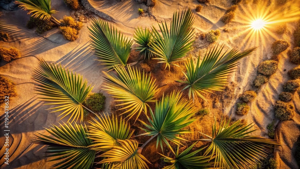Aerial View of Dried Palm Leaf Textures: Abstract Patterns in Desert Landscape Aerial View of Dried Palm Leaf Textures: Abstract Patterns in Desert Landscape