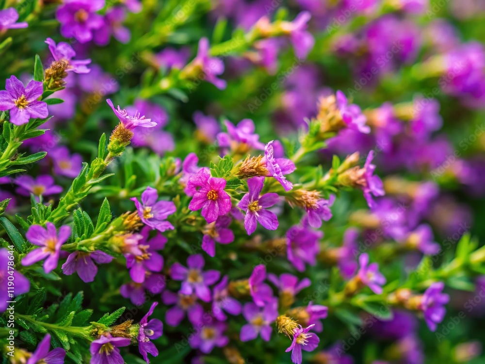 Aerial View of Purple Cuphea Hyssopifolia Flowers - Stunning Floral Background Aerial View of Purple Cuphea Hyssopifolia Flowers - Stunning Floral Background