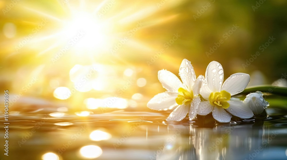 Snowdrop is a spring white flower with a bright shining sun. a drop of dew. shallow depth of field Snowdrop is a spring white flower with a bright shining sun. a drop of dew. shallow depth of field
