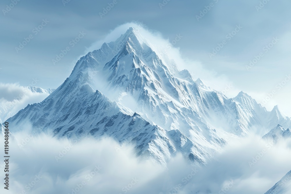 A majestic snow-capped mountain peak pierces through a blanket of clouds, A snowy mountain peak shrouded in clouds A majestic snow-capped mountain peak pierces through a blanket of clouds, A snowy mountain peak shrouded in clouds