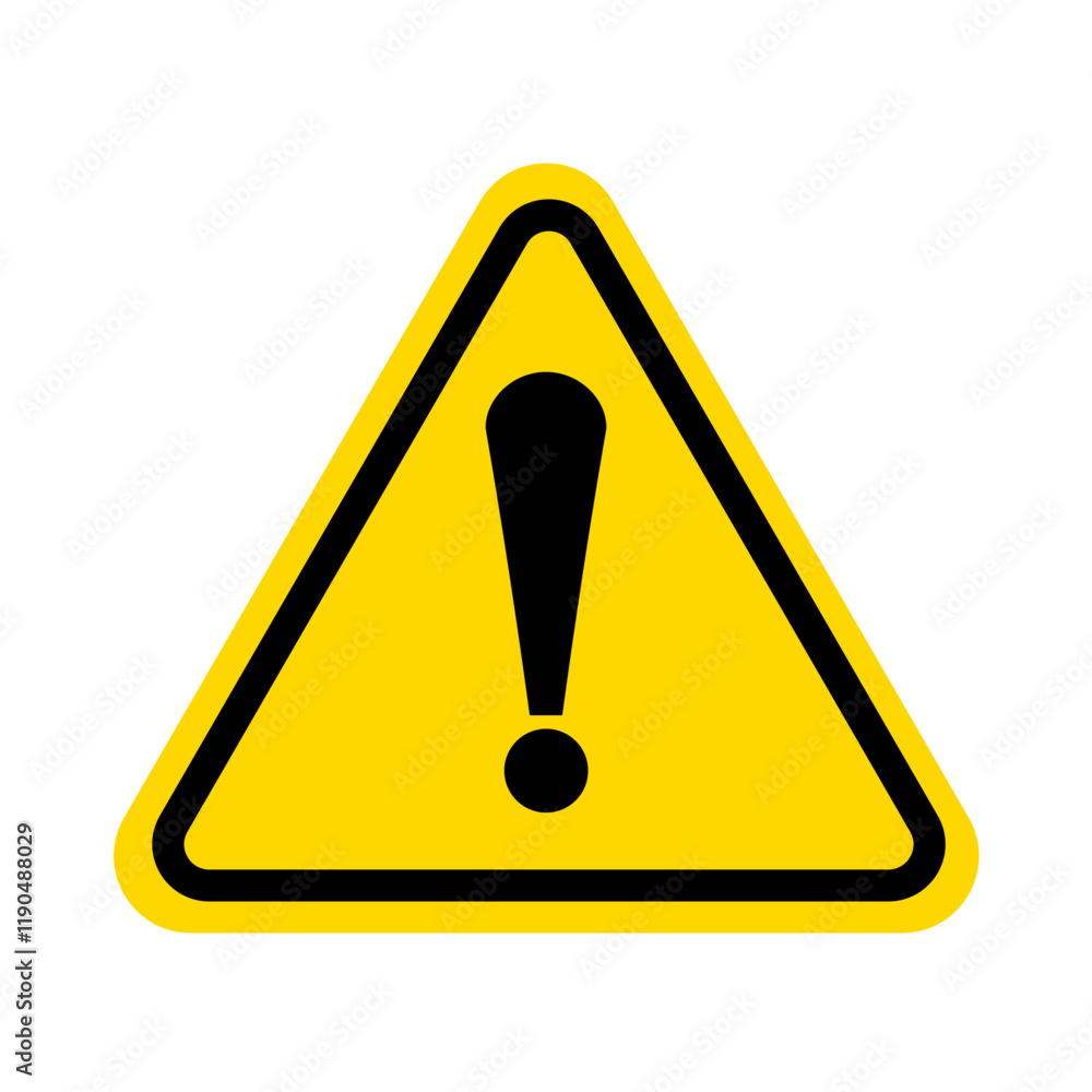 Attention icon sign with exclamation mark symbol. Warning, danger, precaution, alert icon. Yellow hazard icon design Attention icon sign with exclamation mark symbol. Warning, danger, precaution, alert icon. Yellow hazard icon design