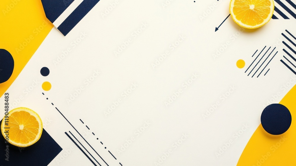 Lemons, yellow background, geometric design, copy space, food blog Lemons, yellow background, geometric design, copy space, food blog