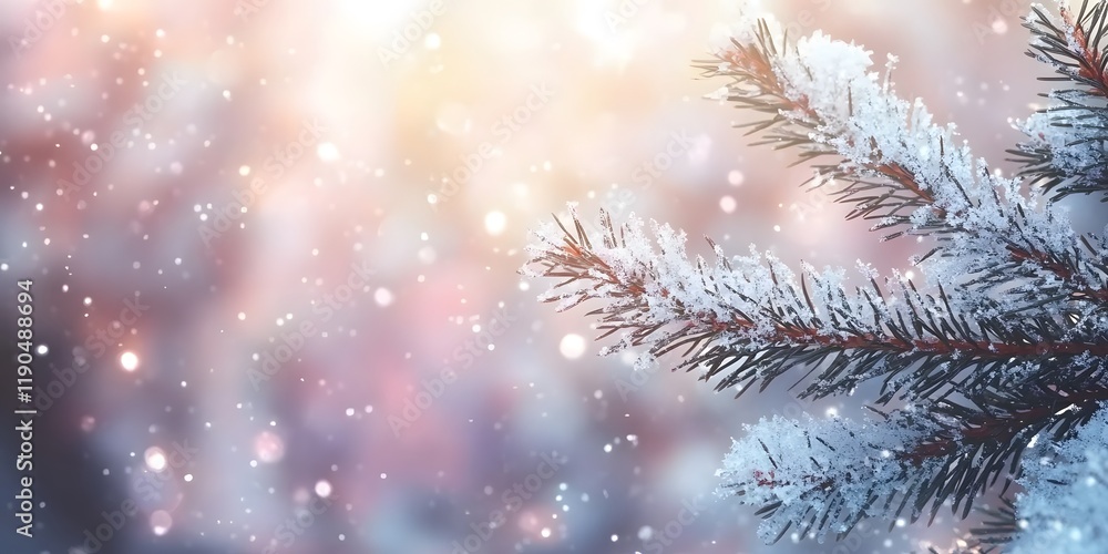 Christmas and winter background, snowy spruce branch, bokeh blurred background. Holiday concept, banner, postcard, Generative Ai Christmas and winter background, snowy spruce branch, bokeh blurred background. Holiday concept, banner, postcard, Generative Ai