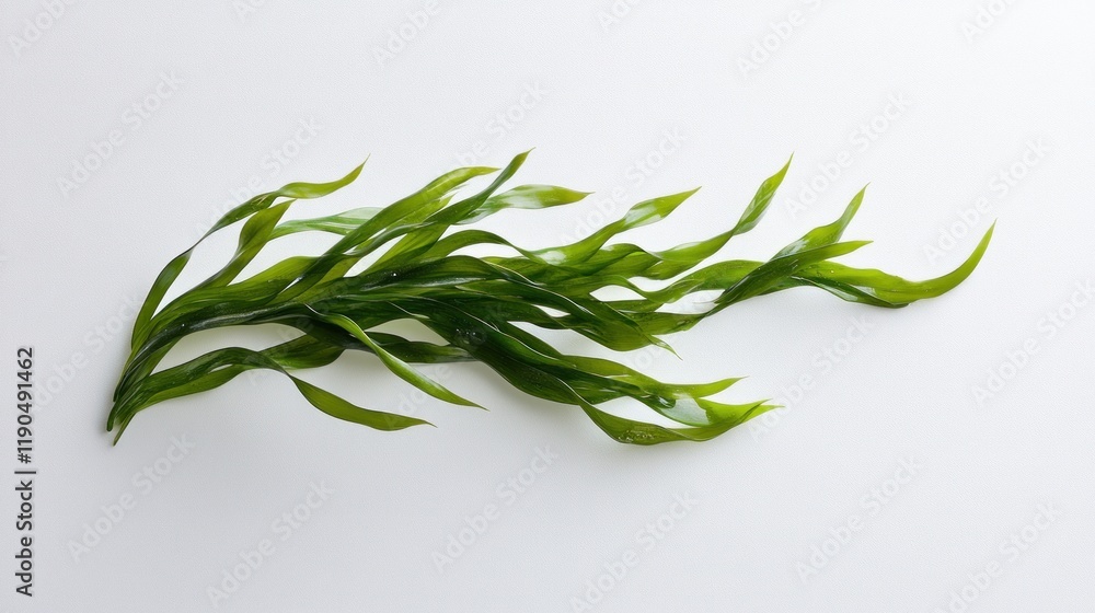 Fototapeta premium Fresh green seaweed isolated on white background. (2)