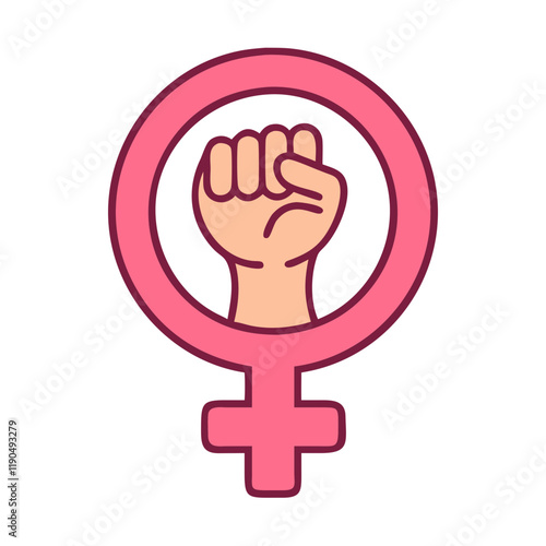 Feminist icon with female symbol and fist