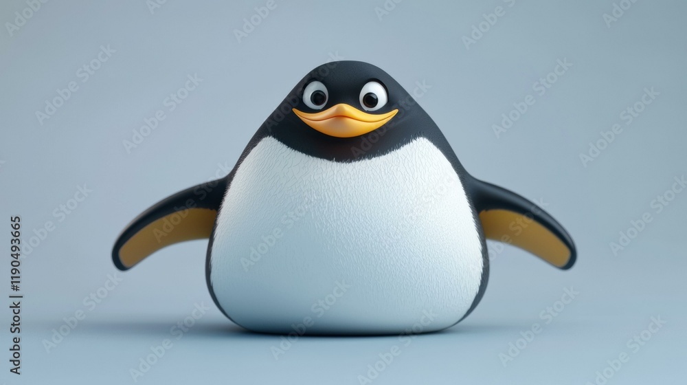 Naklejka premium A cute cartoon penguin. AI.