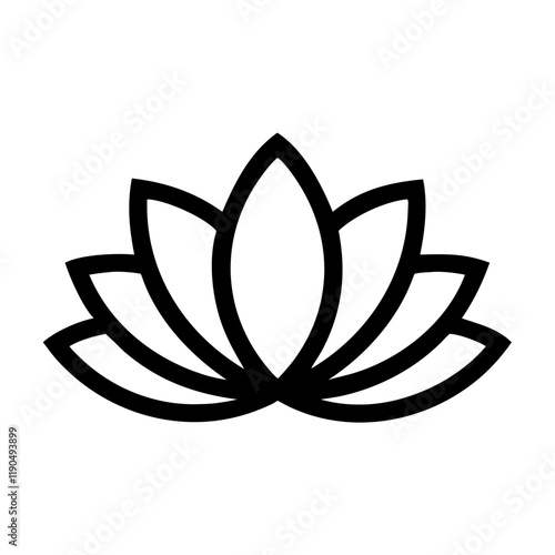 Black outline lotus flower icon
