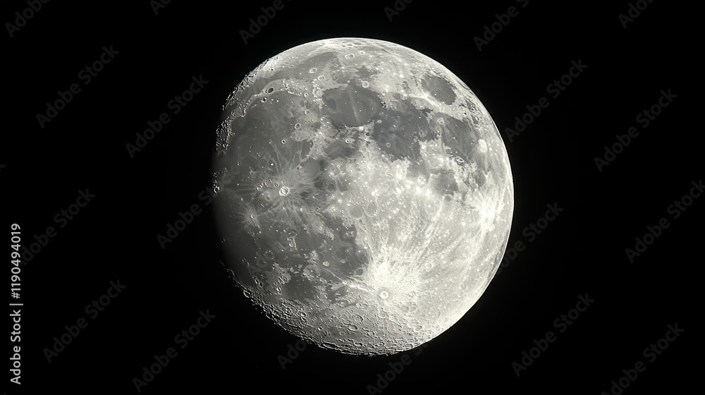 Obraz premium Detailed grayscale shot of the moon with visible craters and surface textures in the night sky