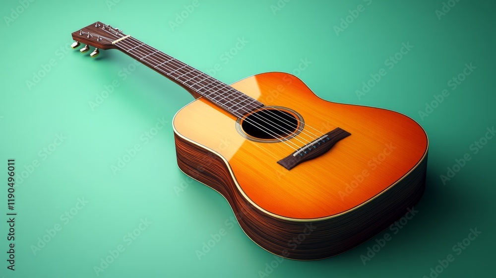 Obraz premium Guitar on light green background.