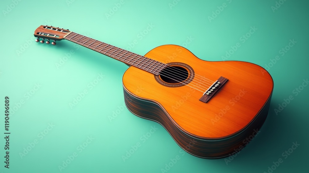 Fototapeta premium Guitar on light green background.