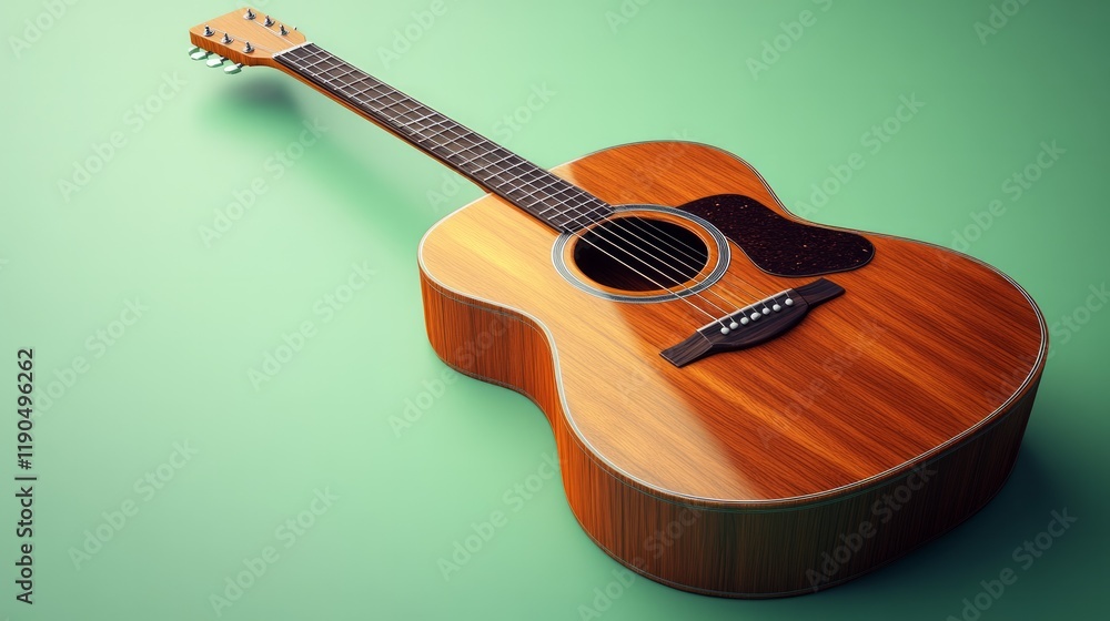 Fototapeta premium Guitar on light green background.