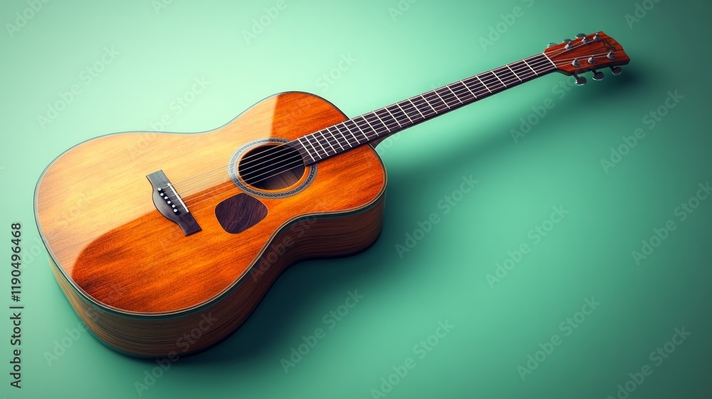 Obraz premium Guitar on light green background.