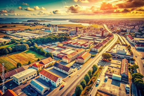 Aerial Vintage View of Breuillet Port Sud Commercial Zone, France photo