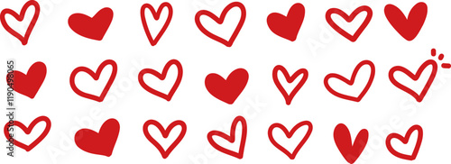 Hand draw hearts. Valentine's day  elements set.