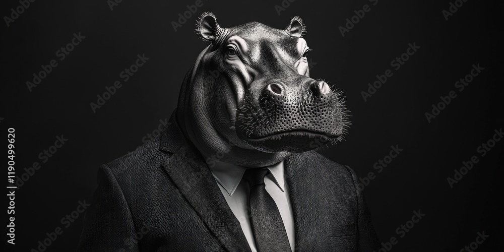 Fototapeta premium Hippo in Suit