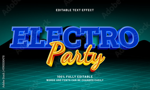 electro party editable text effects with a night party and music theme