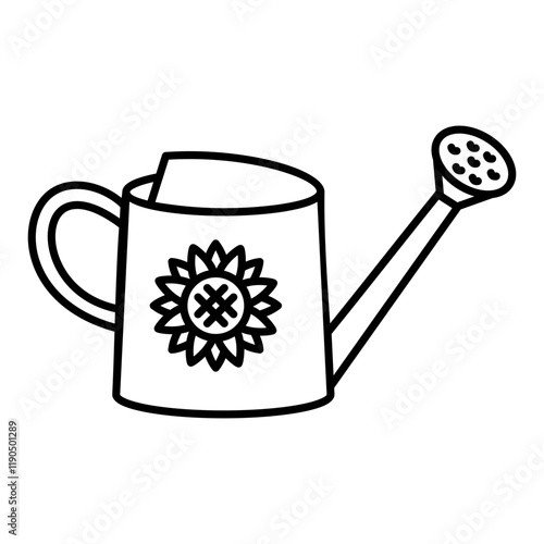 Illustration or icon of watering pot or watering can for gardening